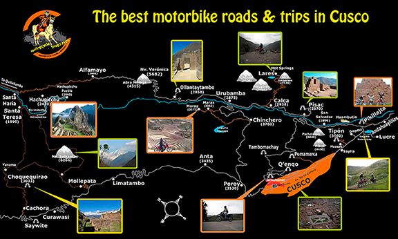 Motorcycle Route Map, Cusco Peru